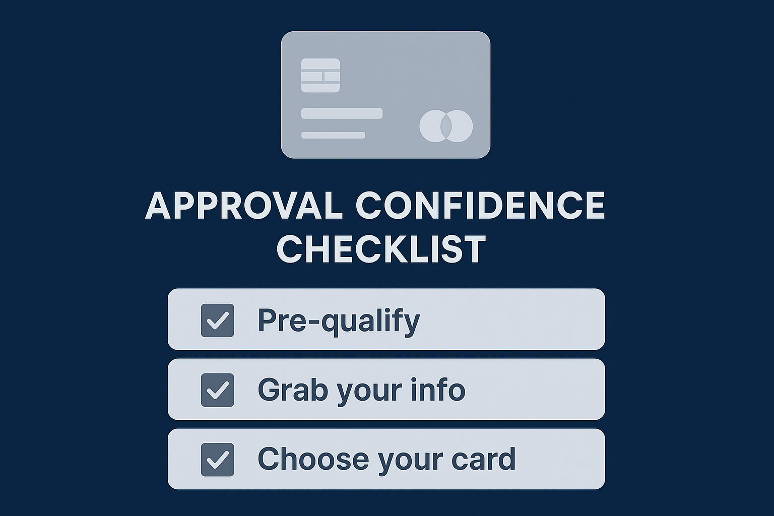 Image showing a credit card and a check list basic check list of what you need to apply. 