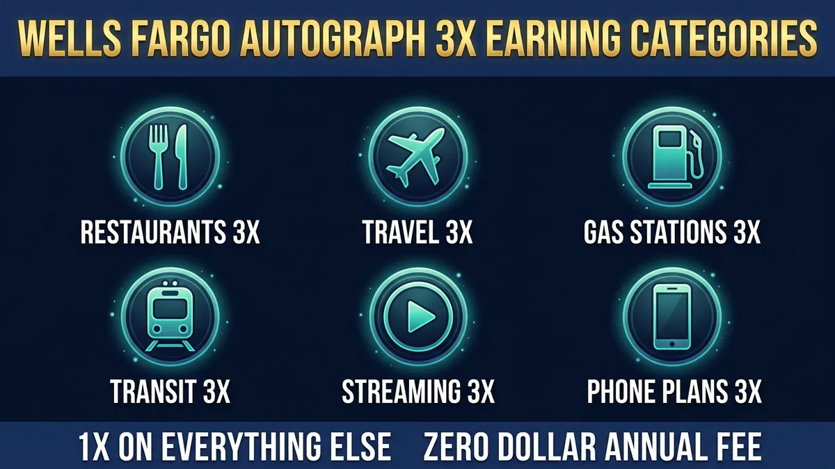 Wells Fargo Autograph 3X earning categories: restaurants, travel, gas, transit, streaming, phone plans