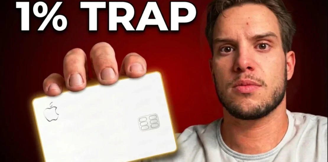 Michael Martinez holds up the Apple Card with 1% TRAP text — Apple Card review 2026