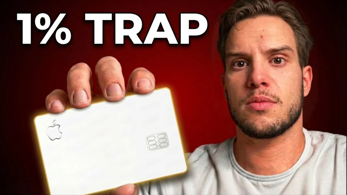 Michael Martinez holds up the Apple Card with 1% TRAP text — Apple Card review 2026