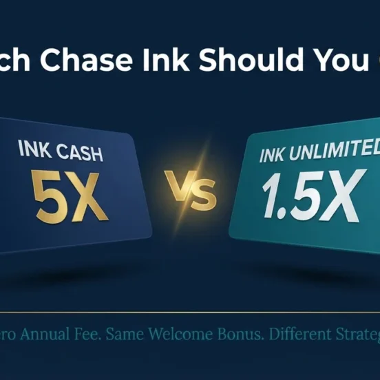 Chase Ink Business Cash 5X vs Ink Business Unlimited 1.5X side by side comparison showing both cards at zero annual fee
