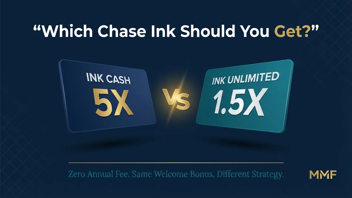 Chase Ink Business Cash 5X vs Ink Business Unlimited 1.5X side by side comparison showing both cards at zero annual fee